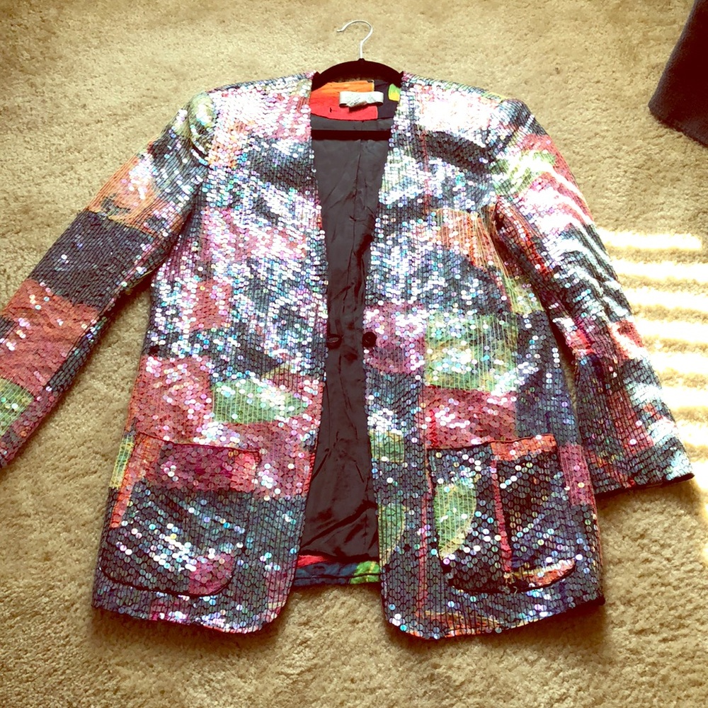 Jaw-Dropping Long Sequin 80s Blazer